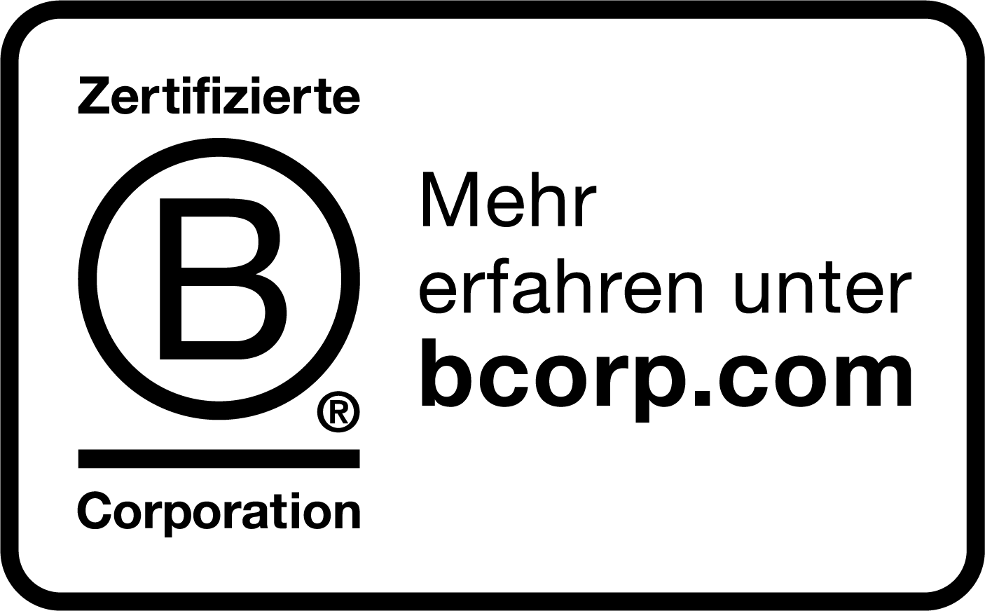 Zertifizierte B Corporation, mehr erfahren unter bcorp.com